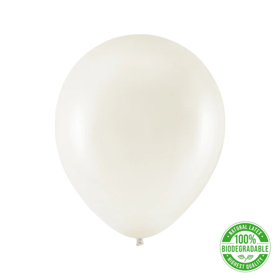 Balon Biodegradabil, Alb Perlat Metalic, 30 cm (12 inch), 100buc. 129302
