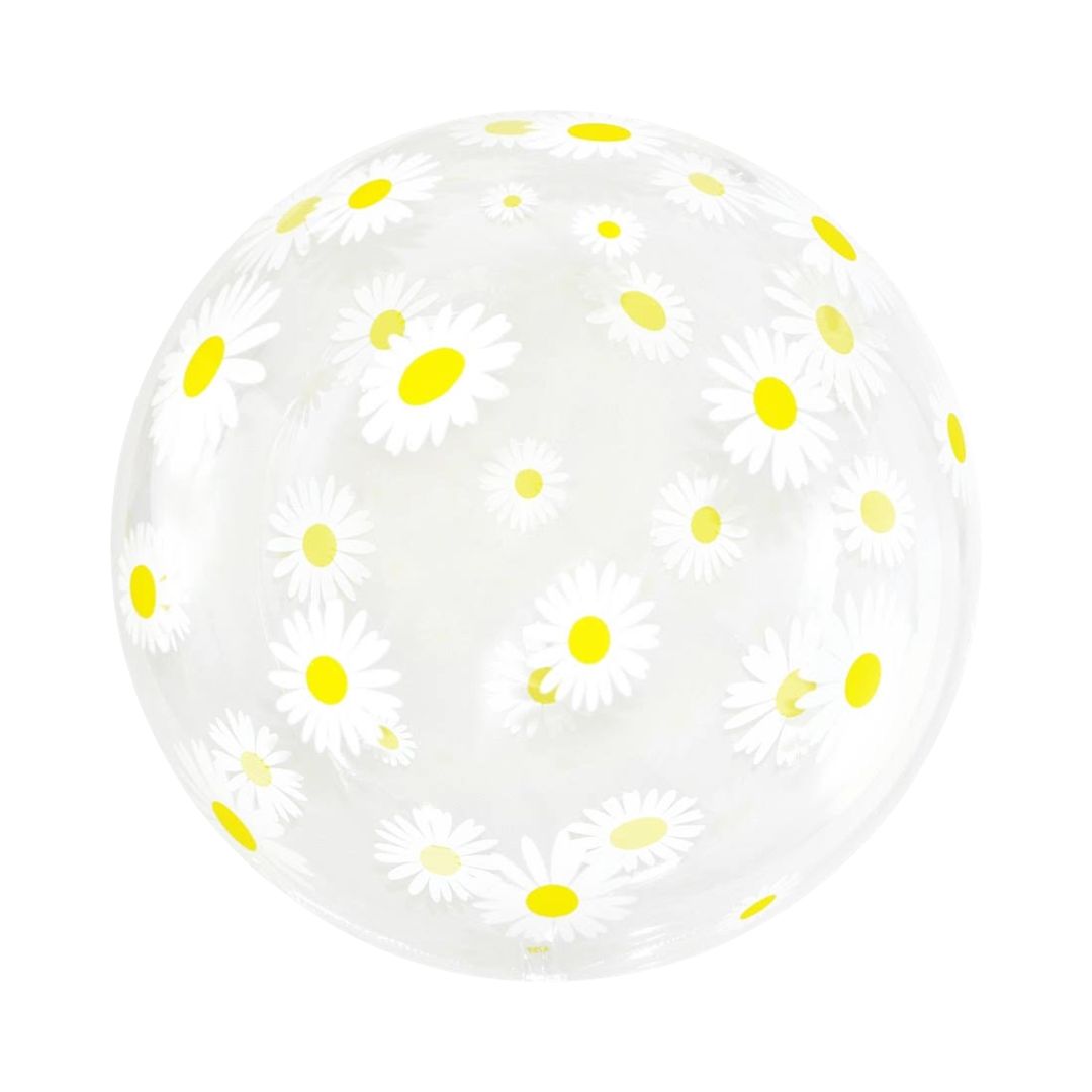 Balon Bobo Orbz, Transparent, Imprimat cu Margarete - 50 cm