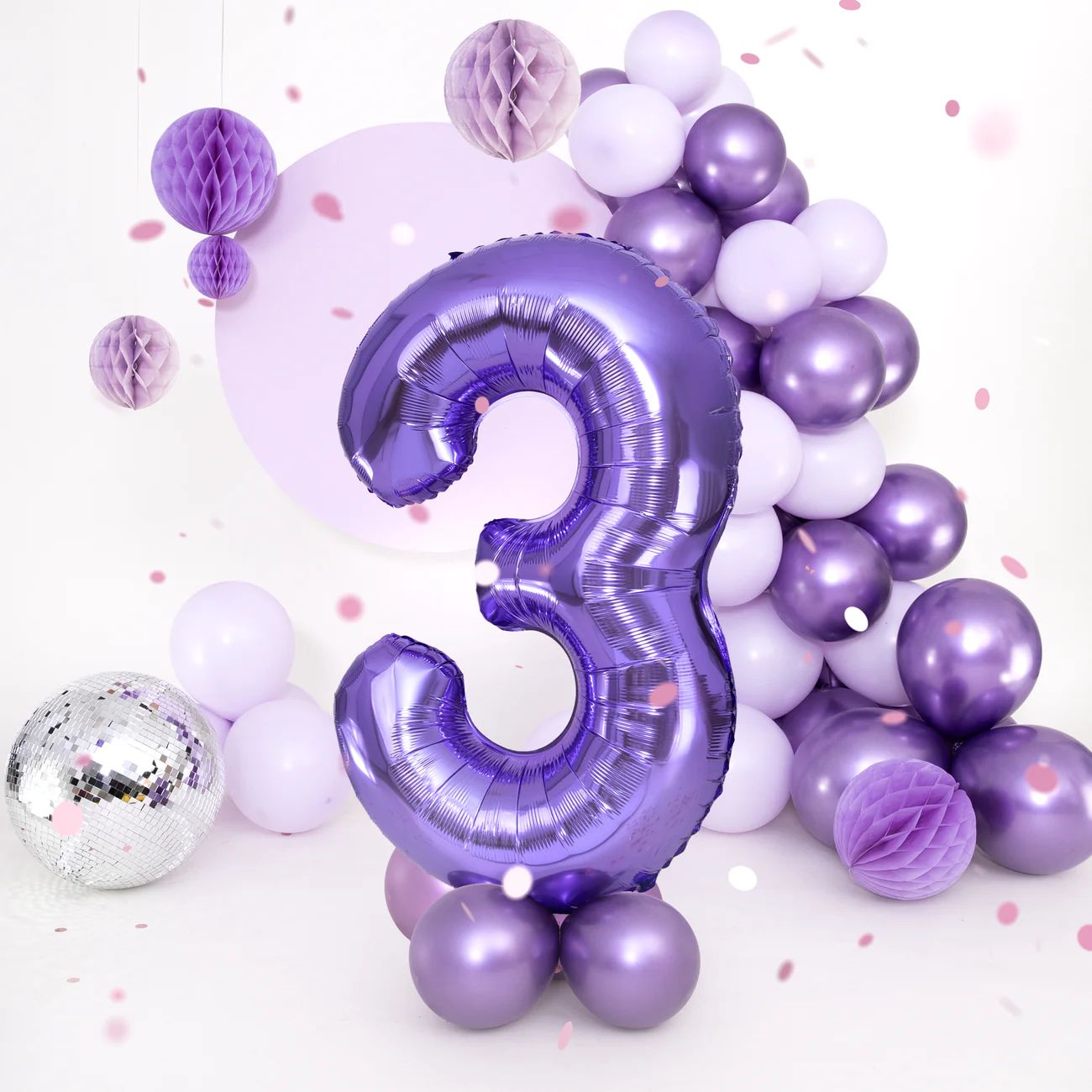 Baloane Folie Cifra 3, Mov - 100 cm (1 m), 142134