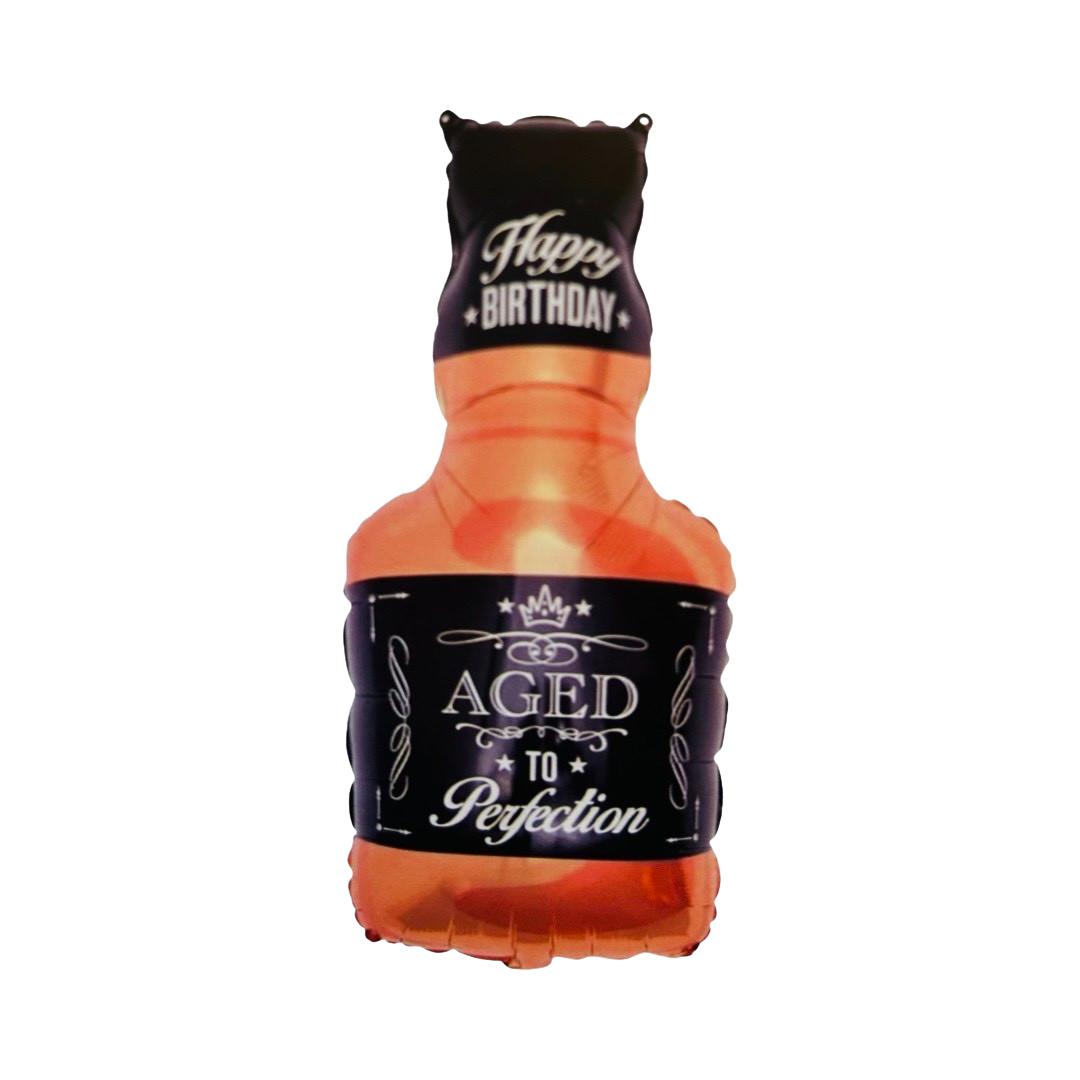Balon Folie Sticla Whisky, Happy Birthday, dimensiune 48 x 93 cm
