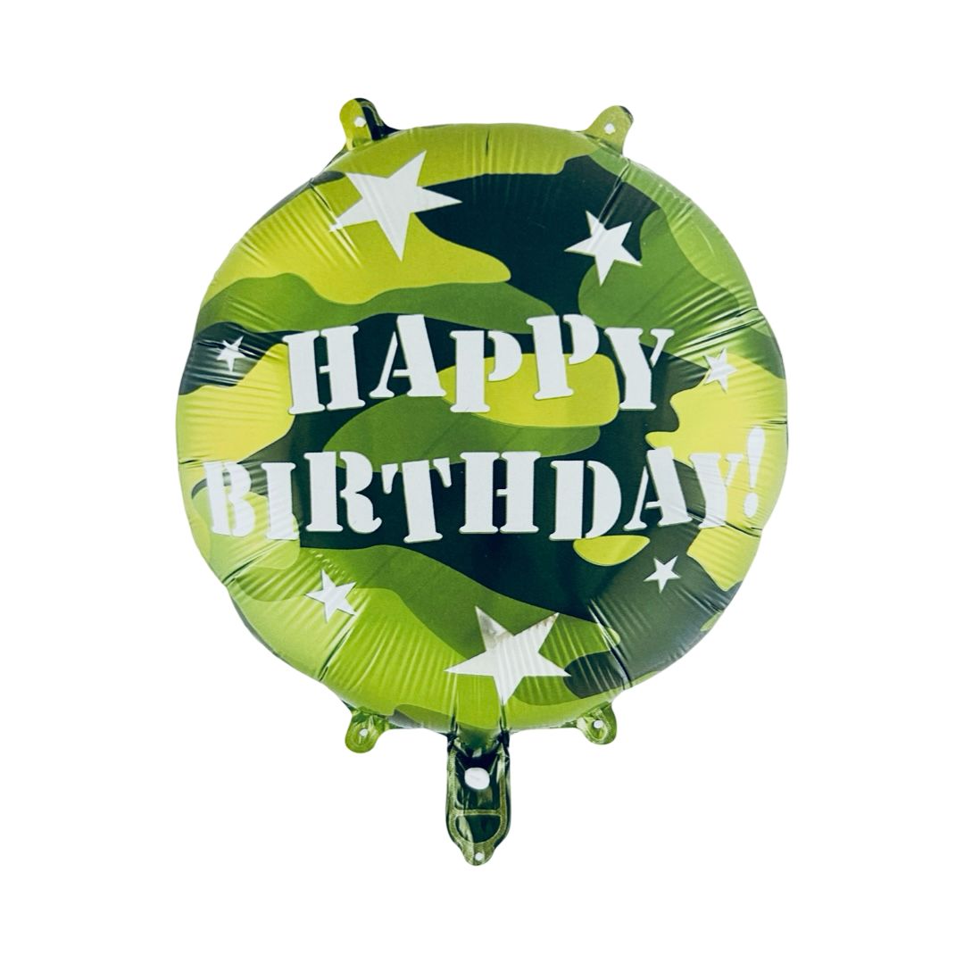 Balon Folie Rotund Army "Happy Birthday", 45 cm