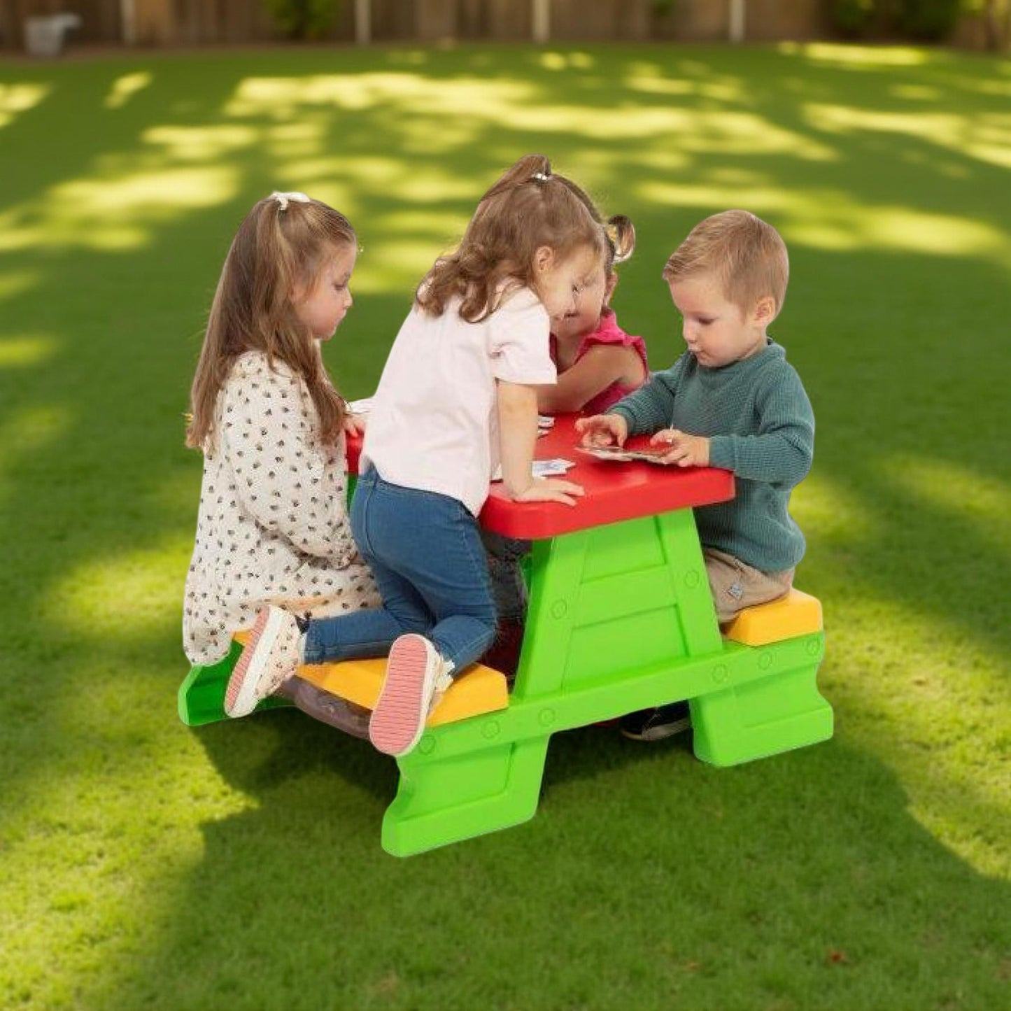 Masuta de Picnic Rezistenta, Creata Special Pentru Copii, Culoare Verde cu Rosu