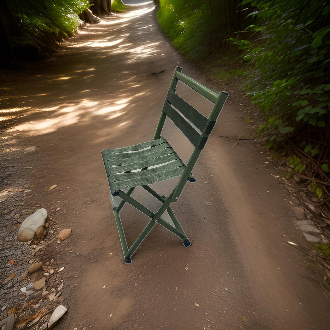 Scaun Pliabil Camping, 2 in 1, Verde Kaki, cu Spatar