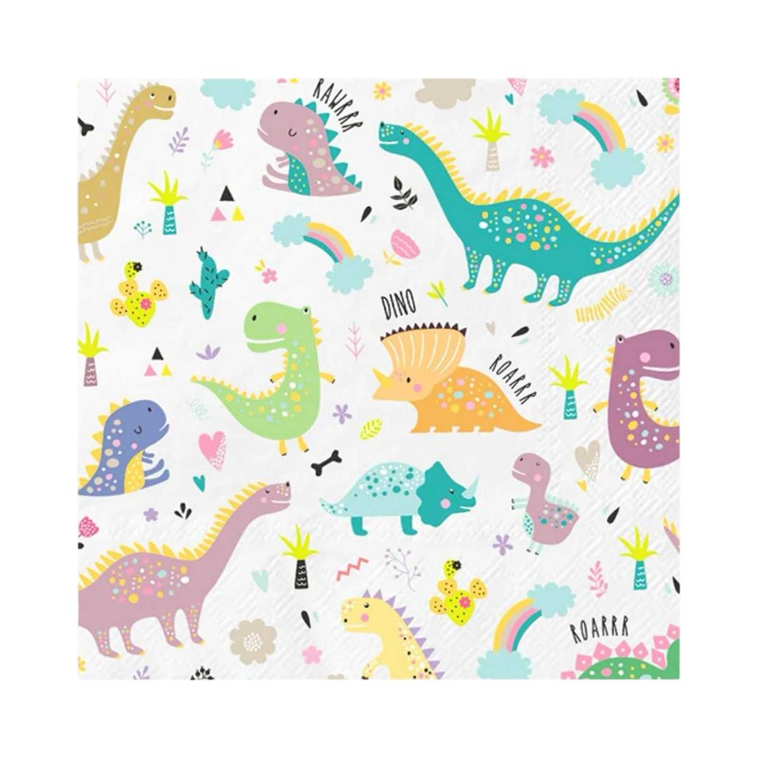 Set 10 Servețele Dinozauri Party, 33x33 cm