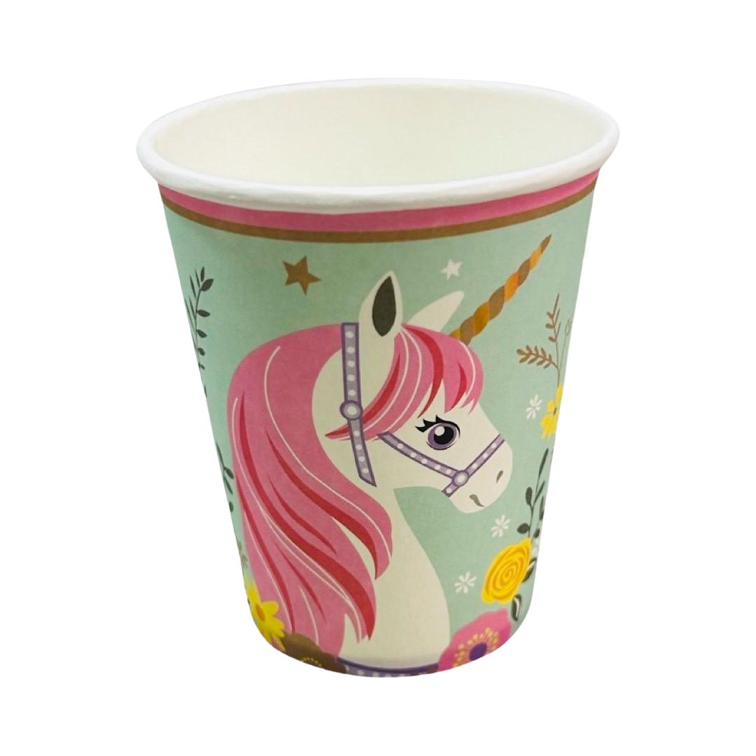 Set 6 Pahare Carton cu Unicorn, 250 ml