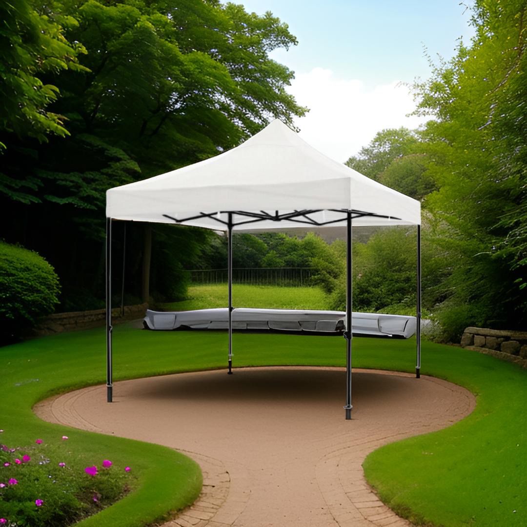 Cort Pavilion 3x3m, ALB, Pliabil, Cadru Metalic