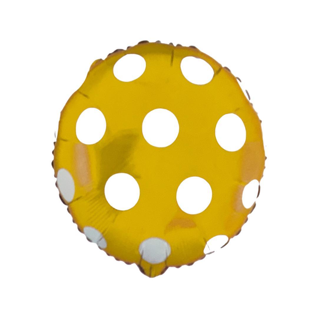 Balon Folie Rotund, Galben cu Buline Albe - 45 cm - nuria.store.ro
