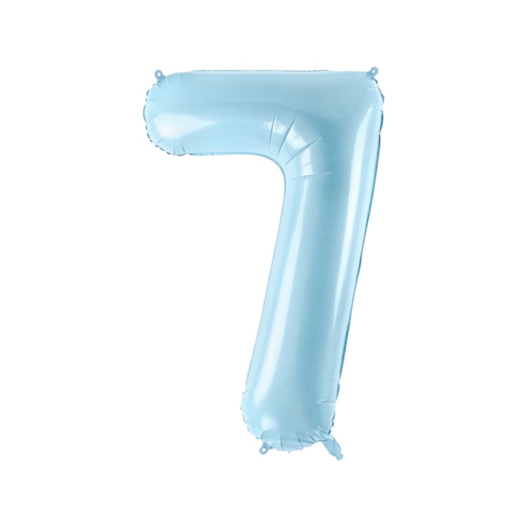 Baloane Folie Albastru Pastel, Cifra 7 - 86 cm
