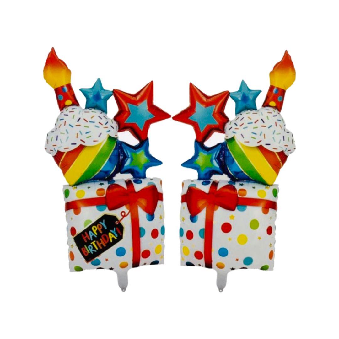 Balon Folie Cadou, Briosa cu Lumanare si Stelute, 62 x 109 cm - nuria.store.ro