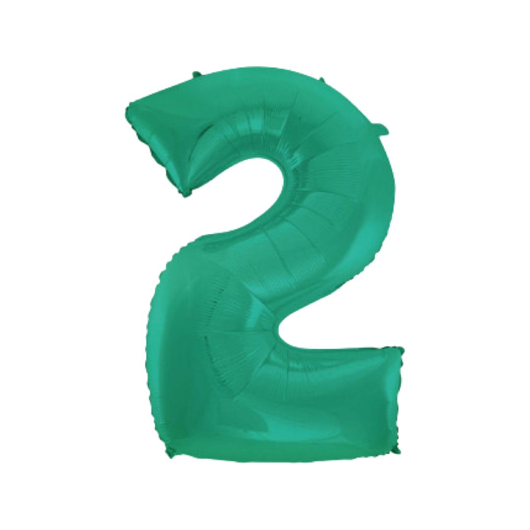 Baloane Folie Aquamarin Cifra 2 - 100 cm (40 inch)