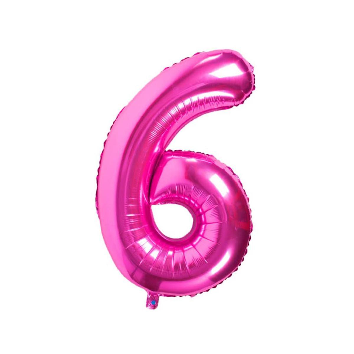 Baloane Folie Roz Cifra 6 - 100cm - nuria.store.ro