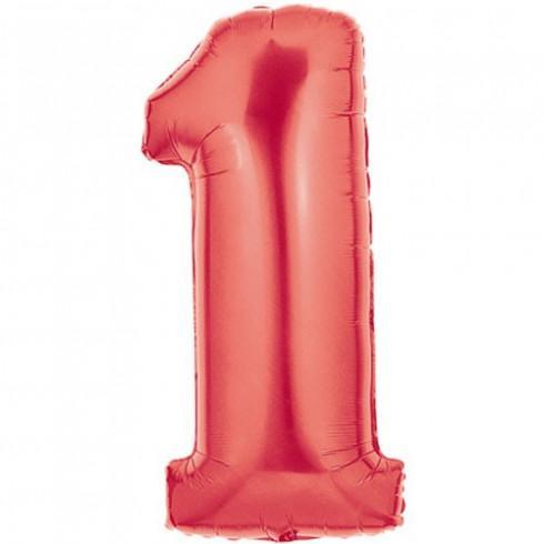Baloane Folie Rosu Cifra 1 - 100cm - nuria.store.ro