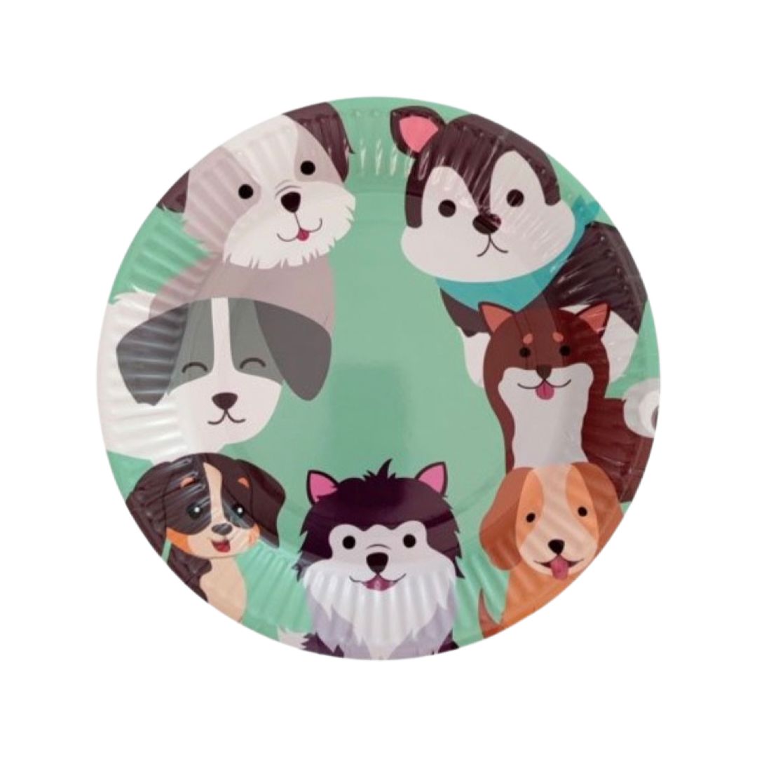 Set 8 Farfurii Carton Party Catelusi - Diametru 18 cm