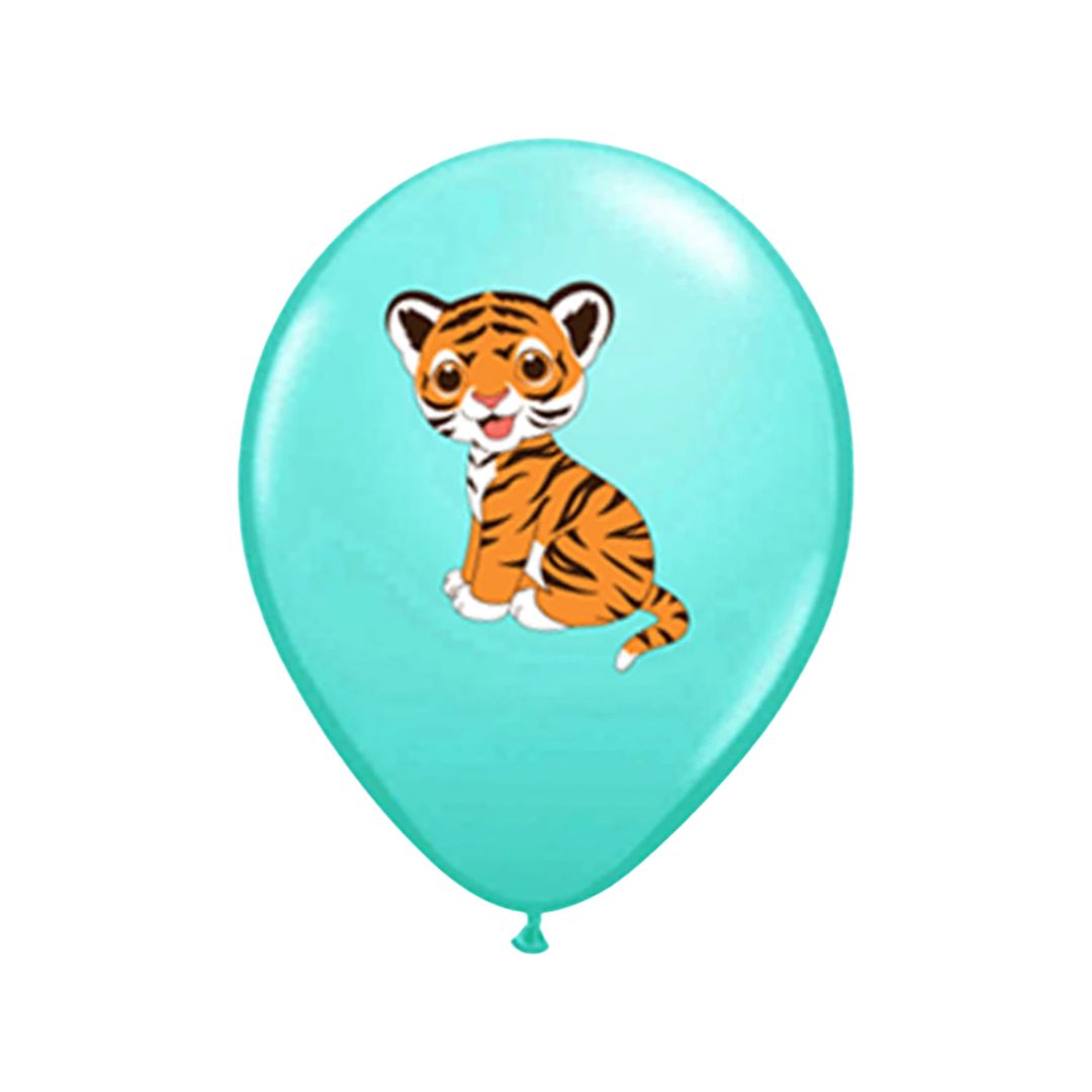 Baloane Latex Multicolor Imprimat cu Tigru, 30 cm - Set 20 Buc.