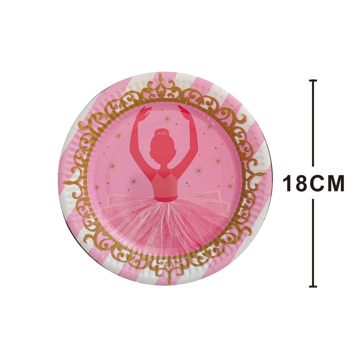 Set 8 Farfurii Carton Balerina, Diametru 18 cm