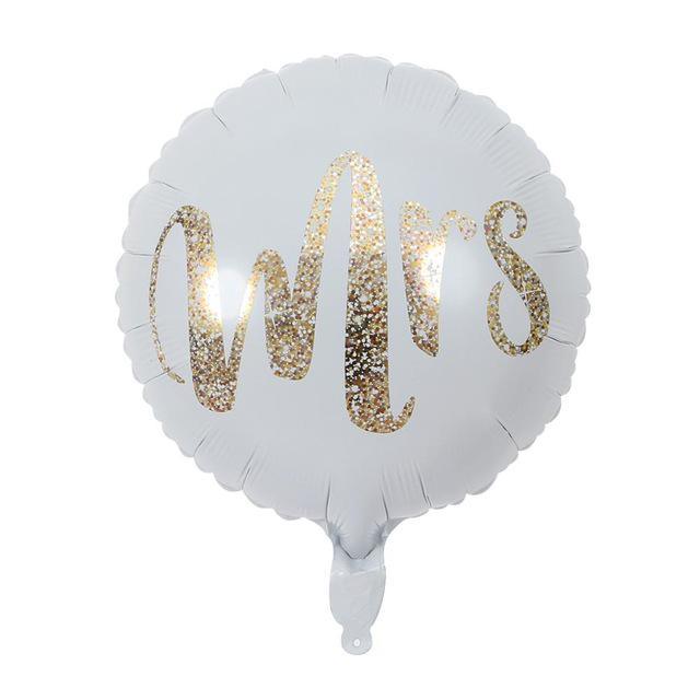 Balon Folie Rotund, Text "Mrs", Alb - 45 cm - nuria.store.ro