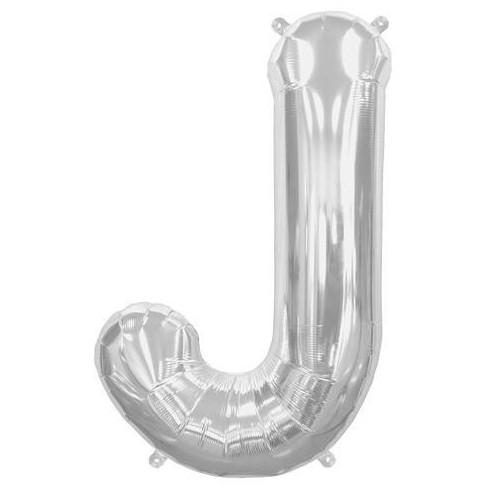 Balon Folie, Litera J, Argintiu - 15 cm - nuria.store.ro