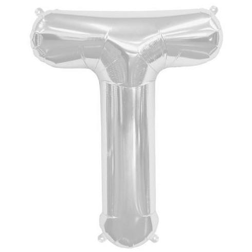 Balon Folie, Litera T, Argintiu - 15 cm - nuria.store.ro