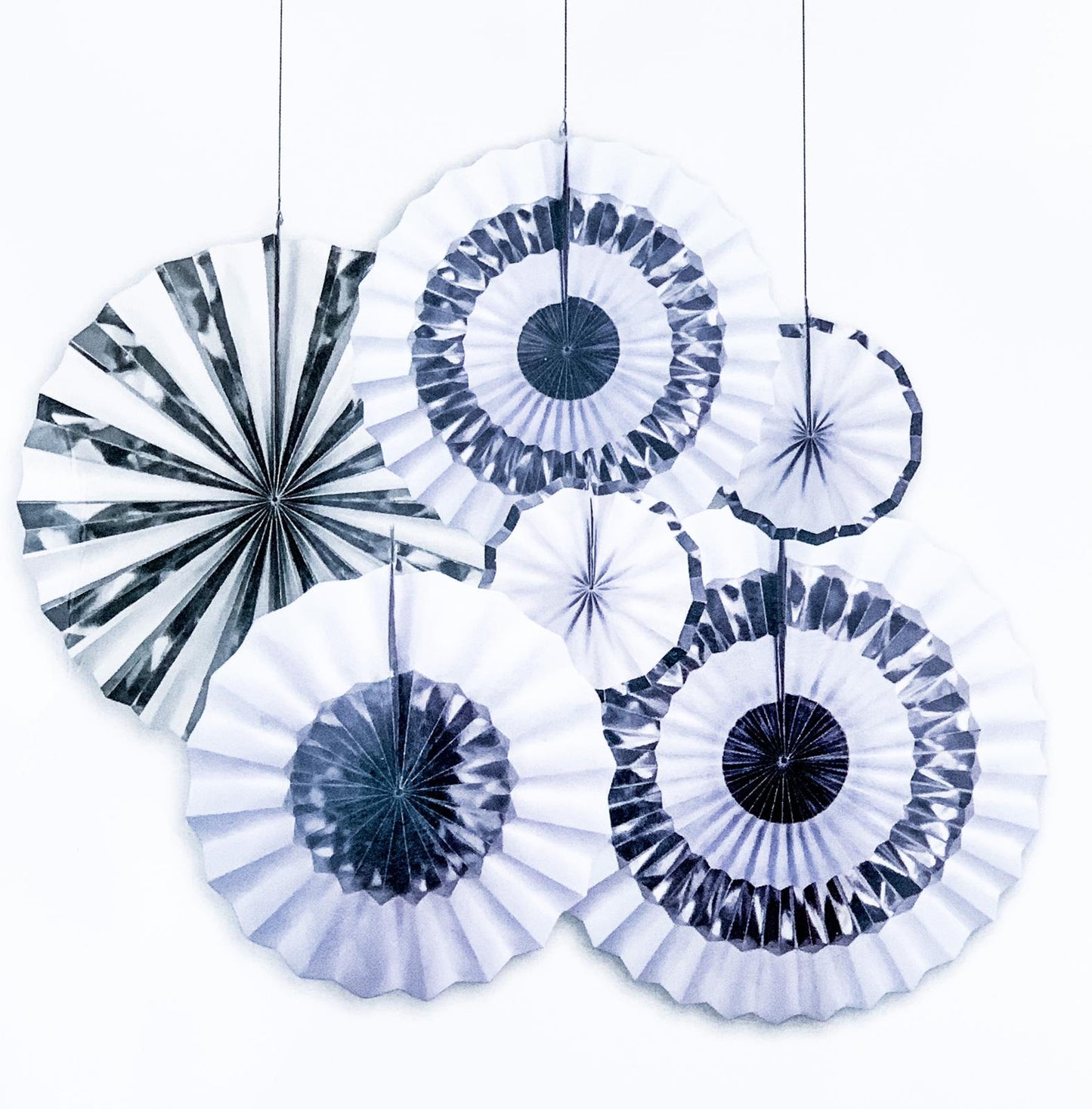 Set 6 Rozete Evantai - Argintiu cu Alb - nuria.store.ro