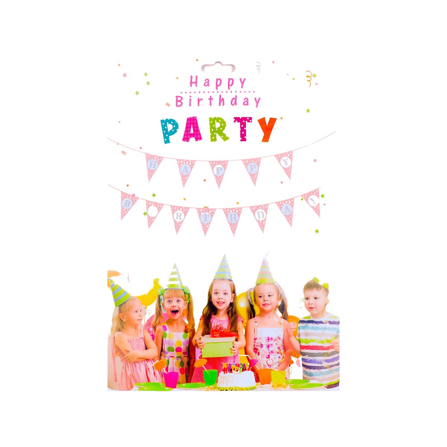Banner si Stegulețe Happy Brithday, Pink - nuria.store.ro