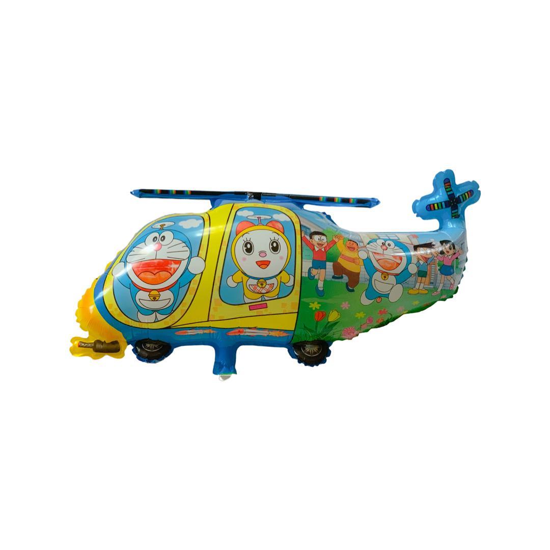 Balon Folie Elicopter, Albastru cu Personaje - 75/40 cm - nuria.store.ro