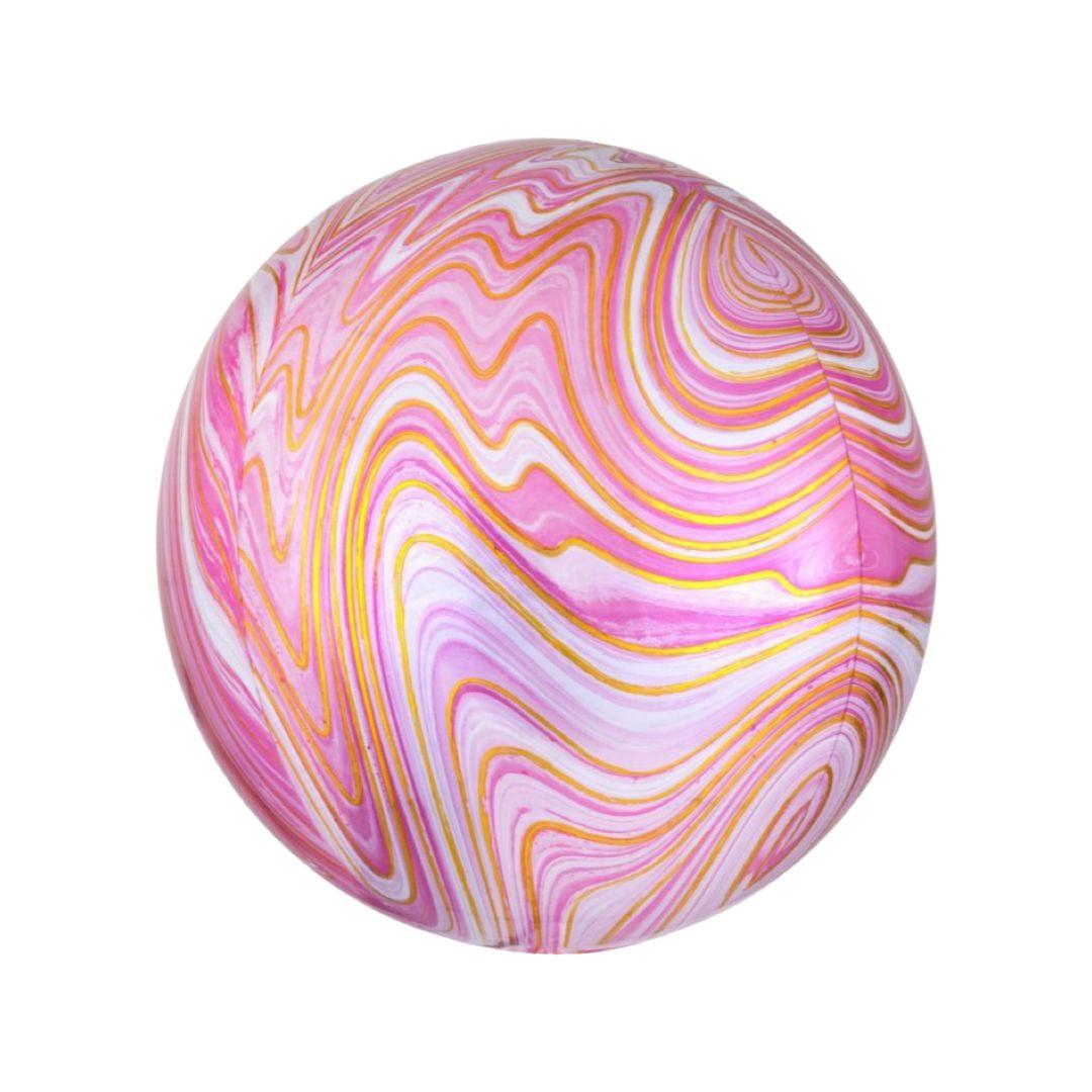 Balon Folie Sfera 3D, Marmorat Roz - 62,4 cm - nuria.store.ro