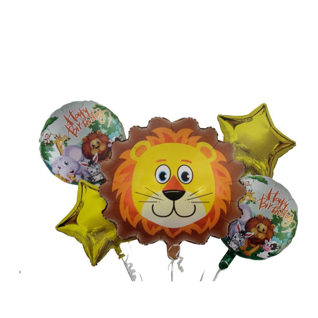 Baloane Folie Happy Birthday, Leu - Set 5 Piese - nuria.store.ro