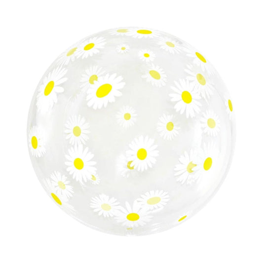 Balon Bobo Orbz, Transparent, Imprimat cu Margarete - 50 cm