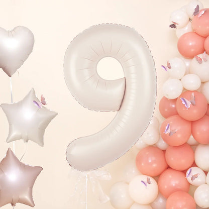 Baloane Folie Cifra 9, Crem - 100 cm (1 m), 141991