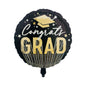 Balon Folie Rotund Absolvire, Negru, "Congrats Grad", 45 cm