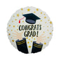 Balon Folie Rotund Absolvire, Alb, "Congrats Grad", 45 cm