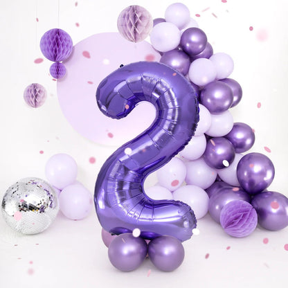 Baloane Folie Cifra 2, Mov - 100 cm (1 m), 142127