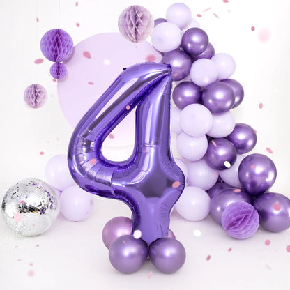 Baloane Folie Cifra 4, Mov - 100 cm (1 m), 142141