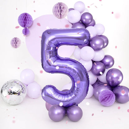 Baloane Folie Cifra 5, Mov - 100 cm (1 m), 142158
