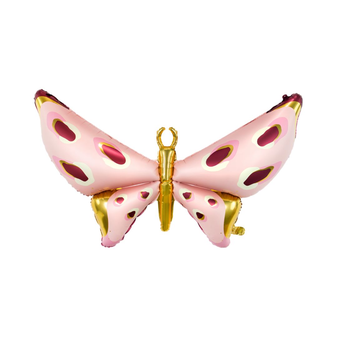 Balon Folie Figurina Fluture Roz-Auriu, dimensiune 118 cm