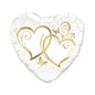 Balon Folie pentru Casatorie, Forma Inima cu Imprimeu Inimi, Auriu