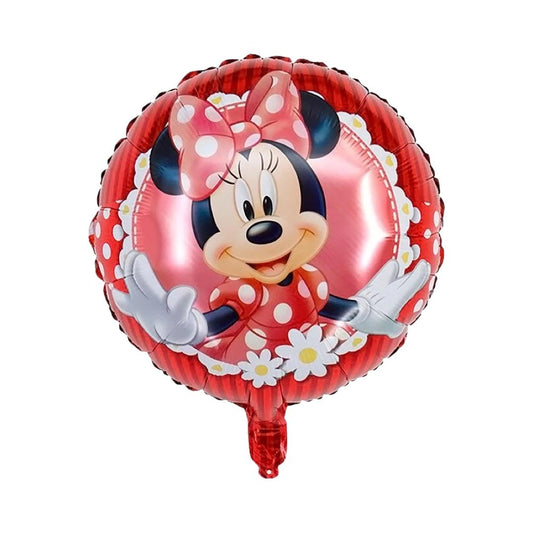 Balon Folie Rotund, Minnie Mouse, Rosu cu Roz, 45 cm
