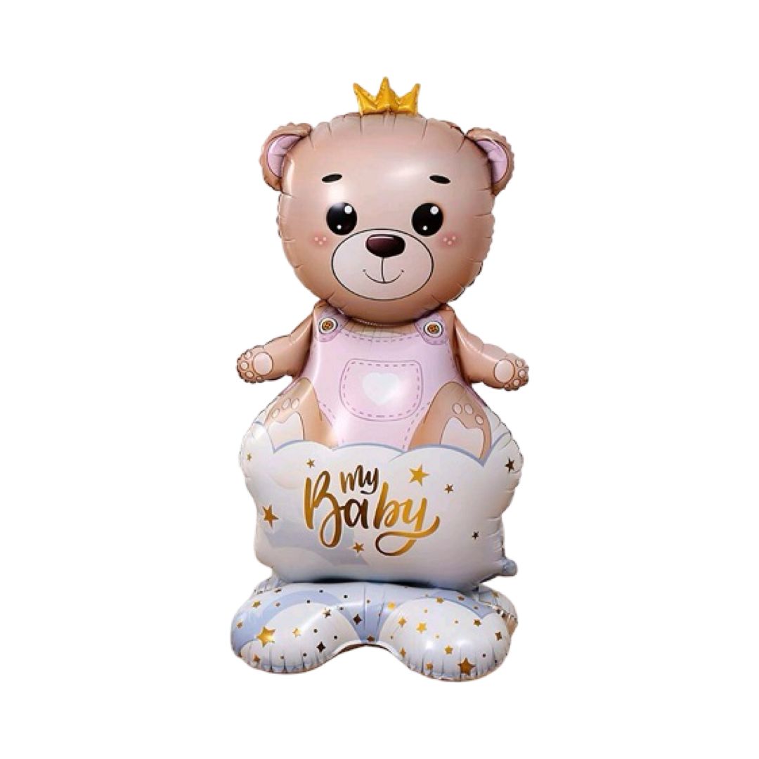 Balon Folie Ursulet, My Baby, Roz, cu Suport de Sustinere, 154 cm