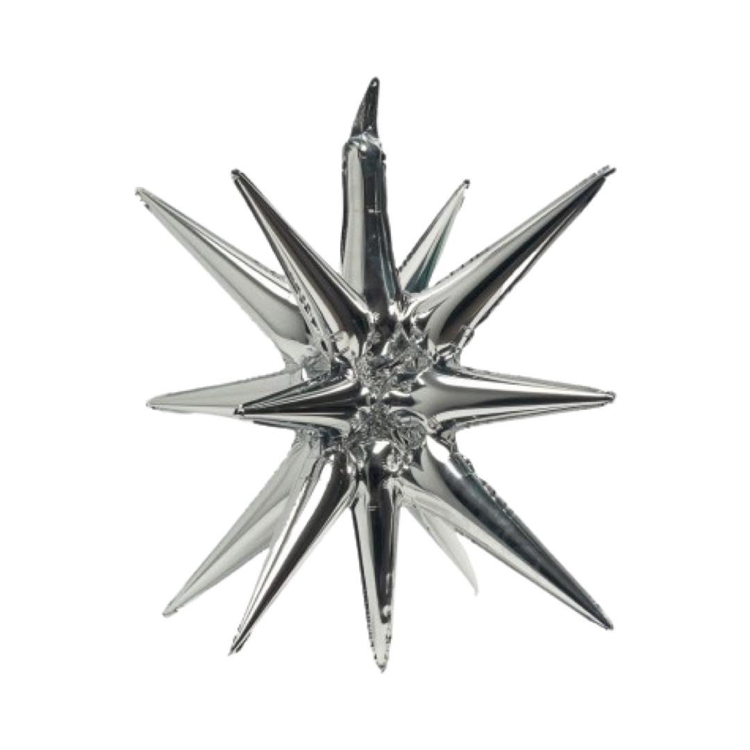 Balon Folie, Stea 3D Exploziva, Argintiu, 66 cm