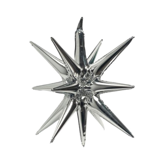 Balon Folie, Stea 3D Exploziva, Argintiu, 66 cm