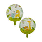 Balon Folie Rotund cu Doua Fete Diferite, Animale Jungla (girafe, elefant , tigru), 45 cm