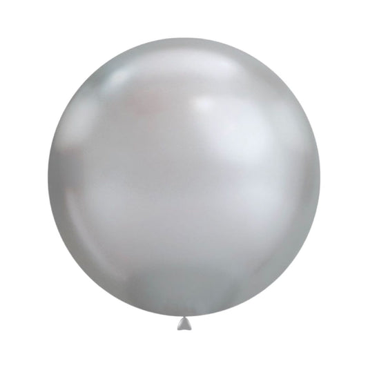 Set 10 buc Balon Latex Argintiu Cromat, 45 cm, Cod 604