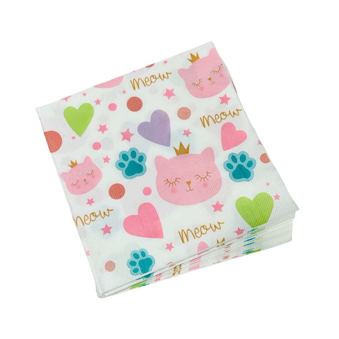 Set 20 Servetele cu Pisicute, dimensiune 33x33 cm