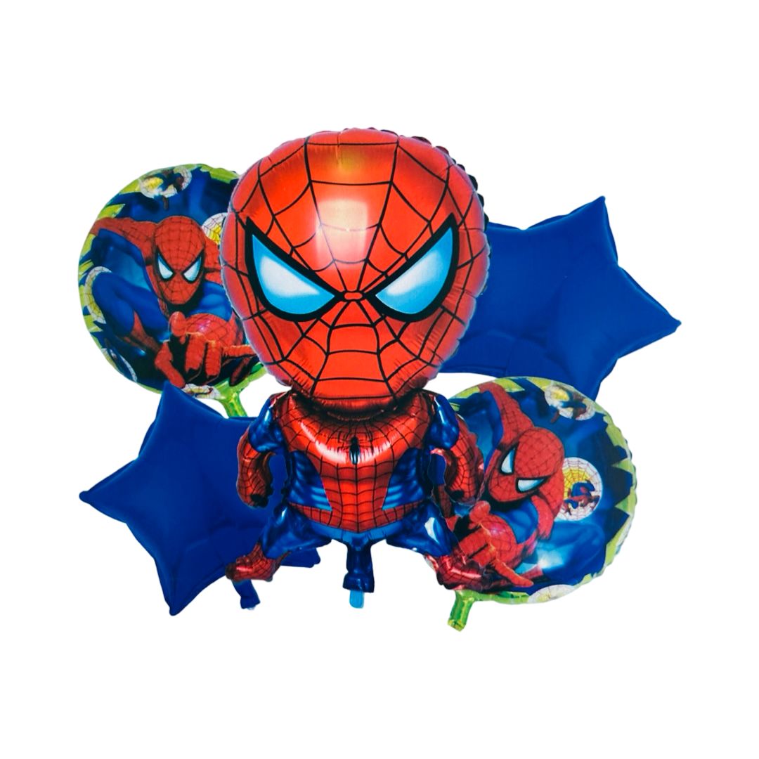 Set Baloane Folie Spiderman. Albastru, 5 Buc.