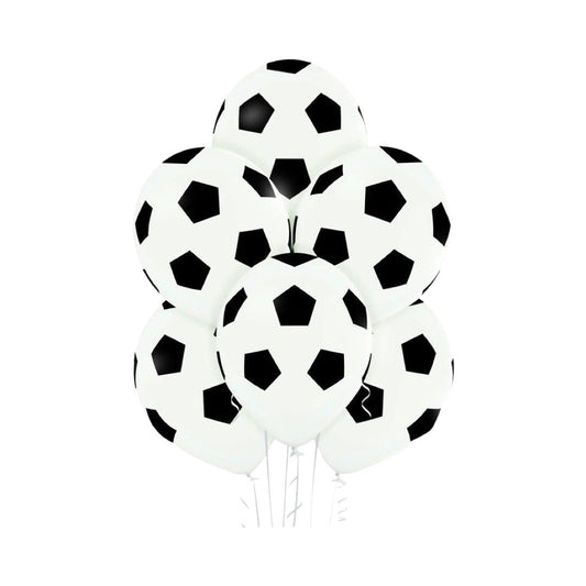 Balon Latex Minge Fotbal, Alb cu Negru, 30 cm - Set 10 buc