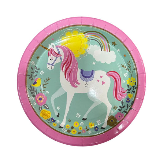 Set 6 Farfurii Carton cu Unicorn, Dimensiune 23 cm