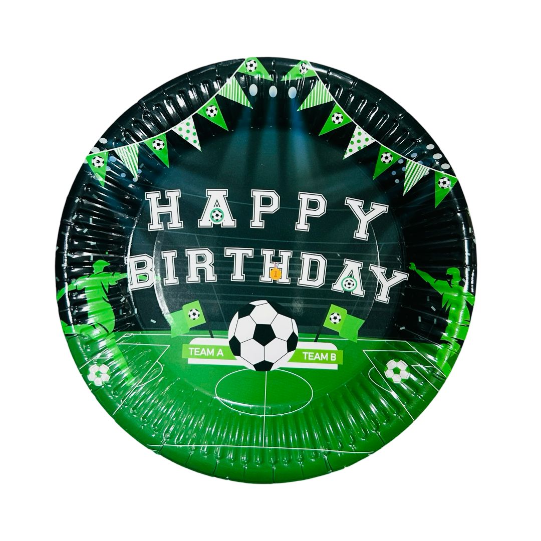 Set 8 Farfurii Fotbal "Happy Birthday", dimensiune 18 cm