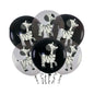 Set Party 6 buc, Baloane Latex Negru si Transparent, Imprimate cu Zebra, 30 cm