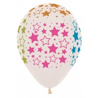 Baloane Latex Sempertex, 30 cm, Stelute Indraznete, Stele Neon, Clar - Set 5 Buc