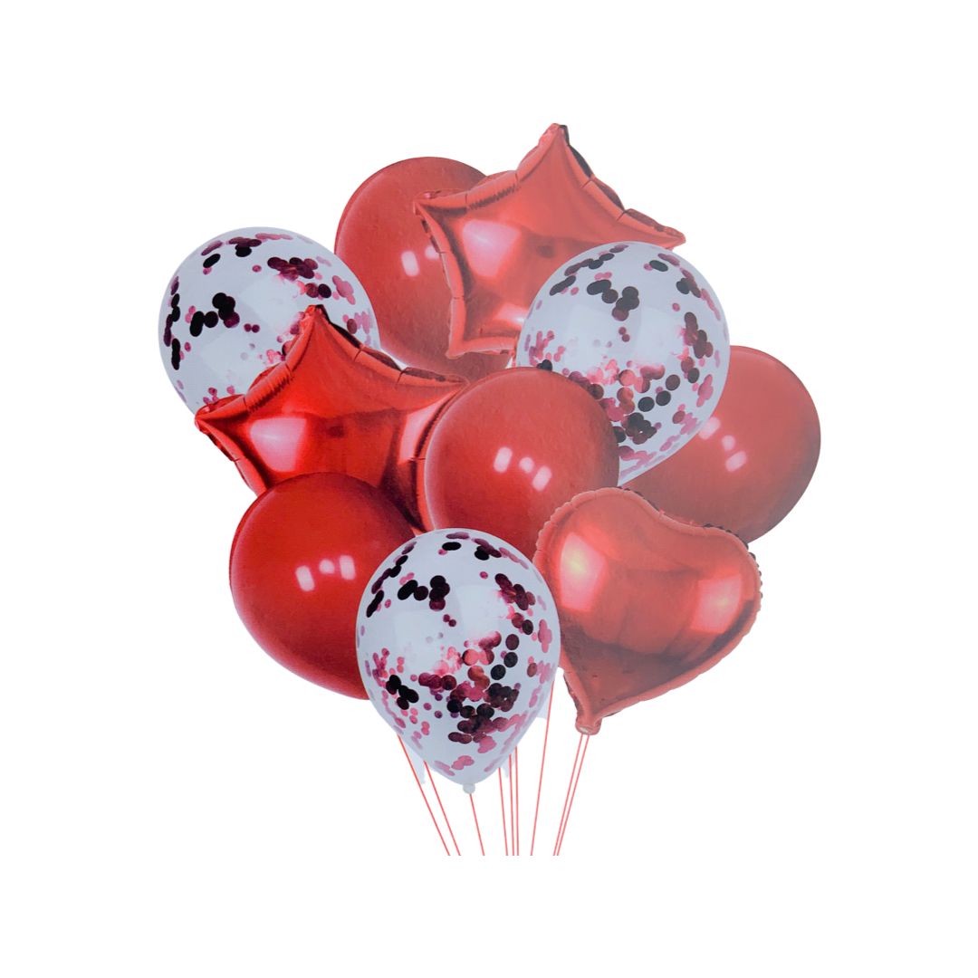 Set 10 Baloane Aniversare, Rosu - nuria.store.ro